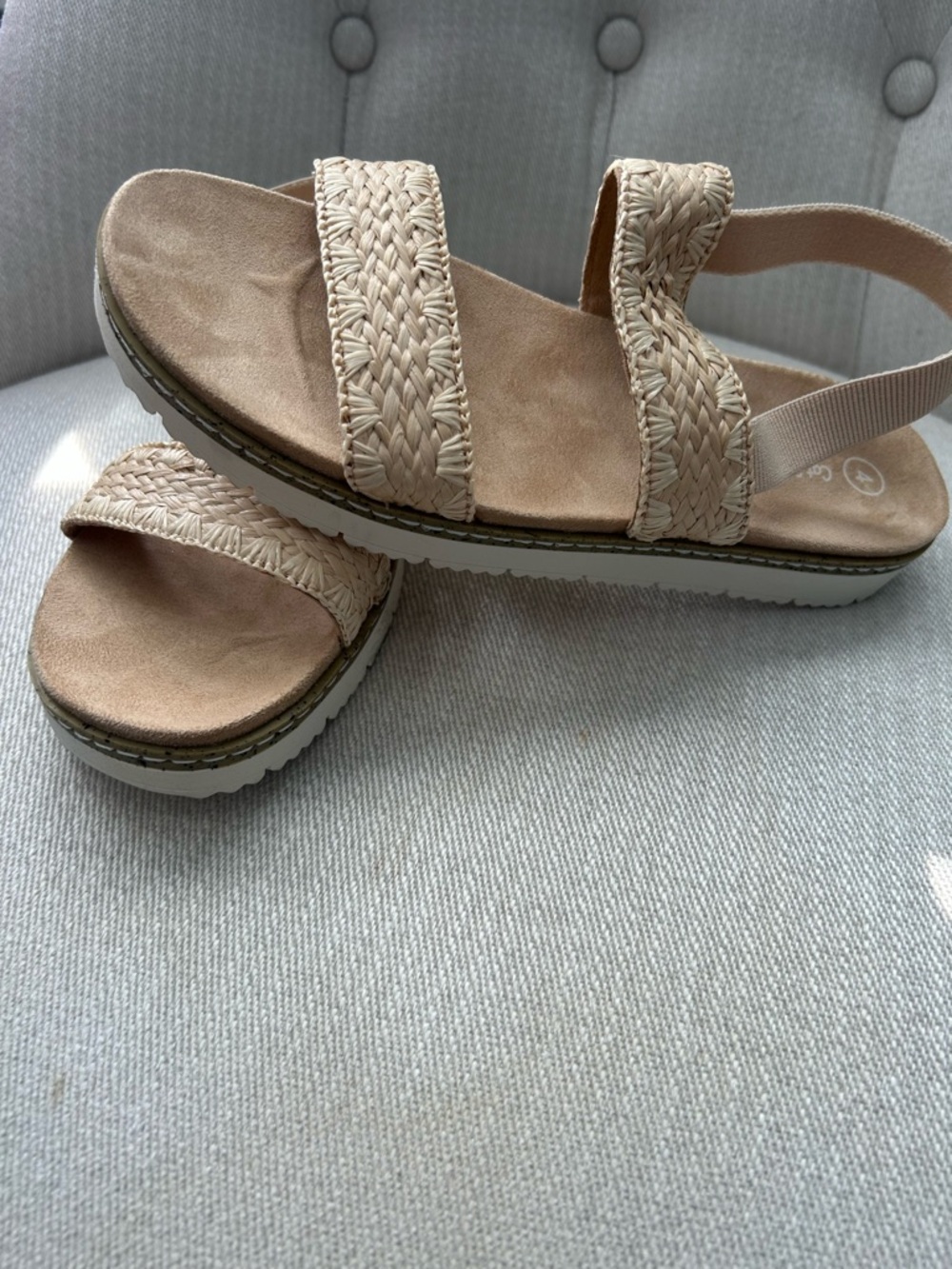 NNT Neutral Braided Platform Sandal - Beige